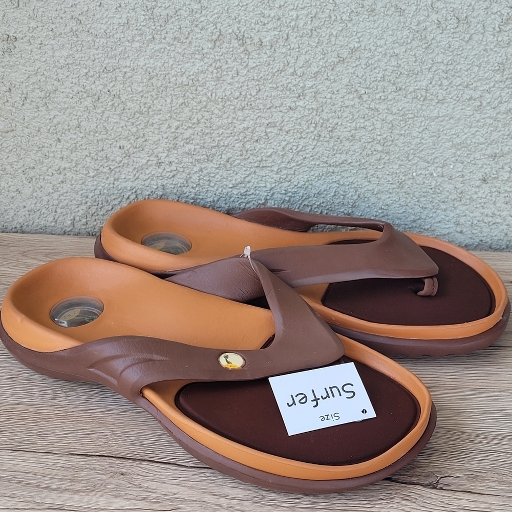 Hawaiian Jellys Brown Lava Unisex Flip Flops Women's Sz 9 Width